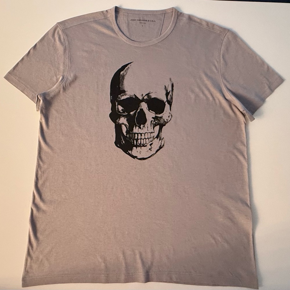 John Varvatos Black and Gray Skull Tee